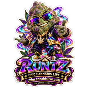 Runtz collectible digital sticker with Ohio Cannabis Live branding and ohiocannabislive.com